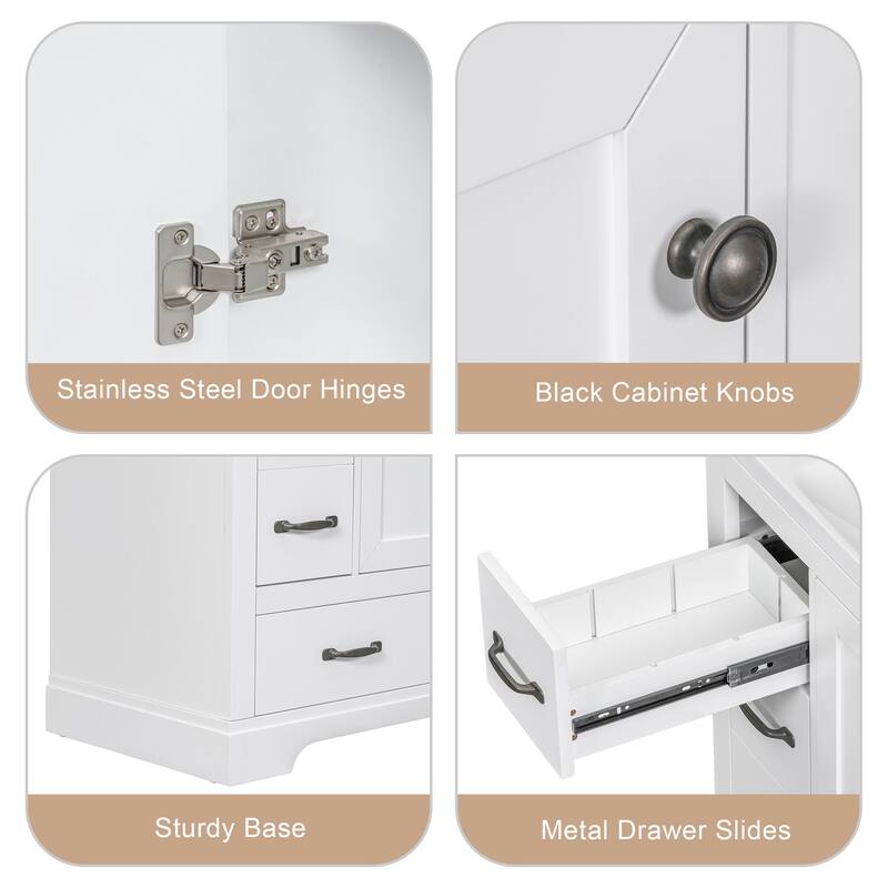 Modern 36" Bathroom Vanity with Sink, Six Drawers, Adjustable Shelf & Multi-Functional Dividers