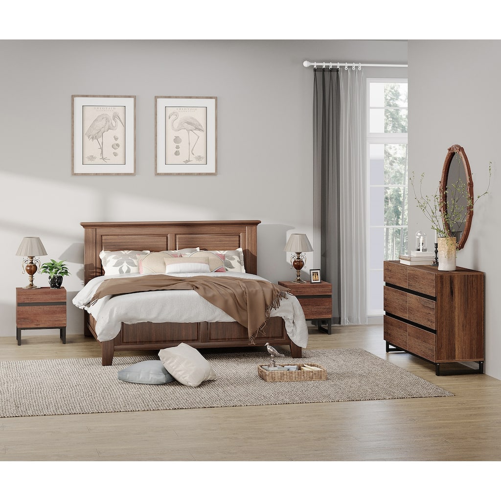 3-Piece Bedroom Furniture Set,Dresser &Chest With 6 Drawers,2 Nightstand For Bedroom, Bedroom Furniture Set