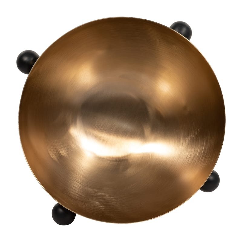 Sagebrook Home Metal Bowl Iron Round Shape with Black Ball Feet 12.76" Gold Metallic Finish - 12.75" x 12.76" x 6"