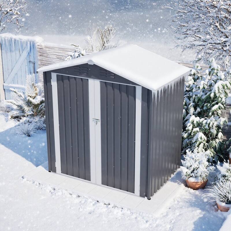 6x4 FT Metal Outdoor Storage Shed Metal Shed with Lockable Door