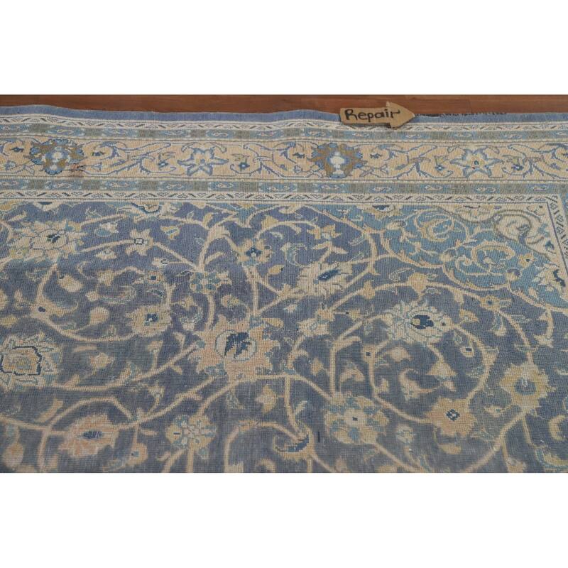 Hand Knotted Oriental 100% Wool Carpet Traditional Floral Navy Blue & Blues Sarouk Area Rug - 10' 4'' X 6' 8''