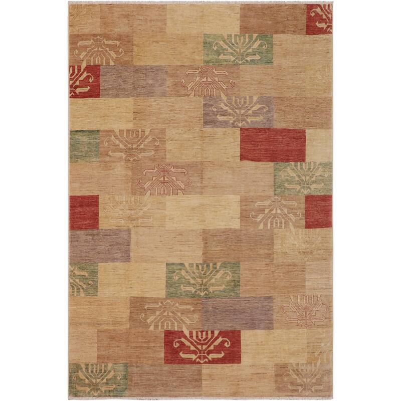 Rustic Bohemian Ri Gabbeh Hand Knotted Wool Area Rug - 8'8'' x 11'5''