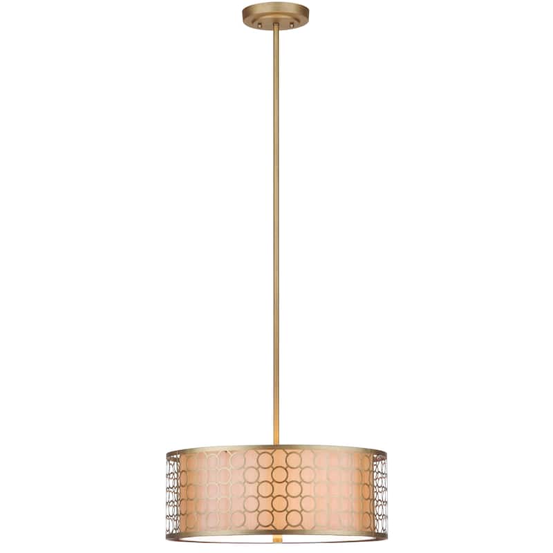 SAFAVIEH Lighting Giotta Adjustable 3-light Gold Drum Pendant - 18"W x 18"D x 45"H