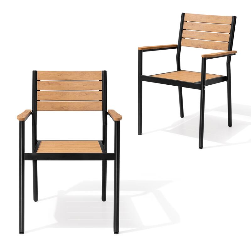 Outdoor Patio Dining Chairs Modern Aluminum Stackable Armchairs - See Picture