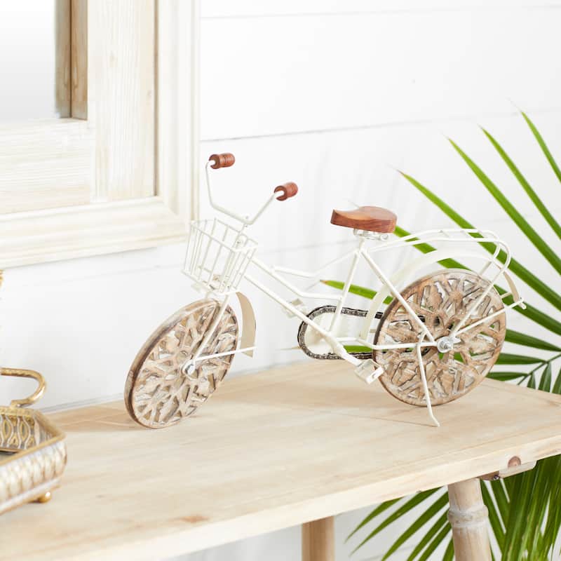 Iron Vintage Sculpture Bicycle 12 x 19 x 5 - 19 x 5 x 12 - White