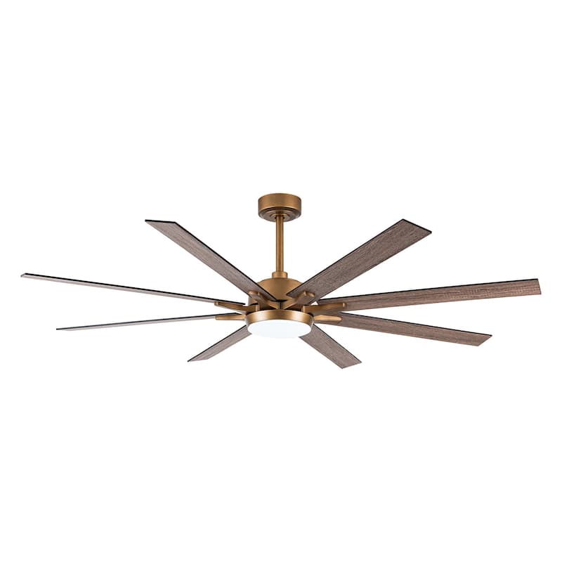 65-Inch Antique Brass/ Black/ White Reversible Large Ceiling Fan with Light and Remote
