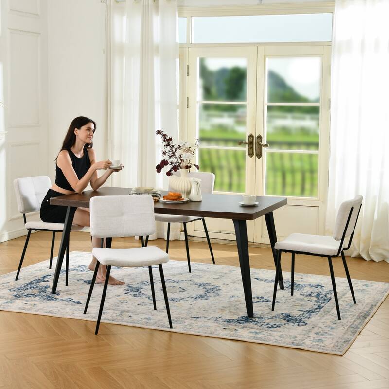 Homy Casa 5-Piece Modern Dining Set with Rectangular Table and Upholstered Side Chairs