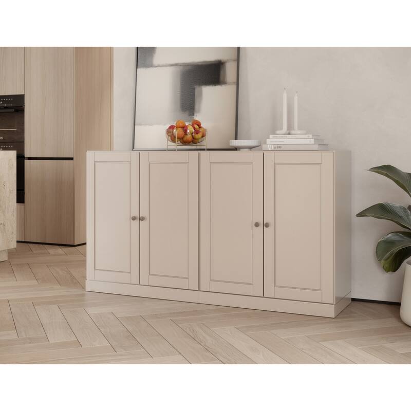 Palace Imports Solid Wood Sideboard, Raised Panel Doors, Adjustable Shelves - Beige