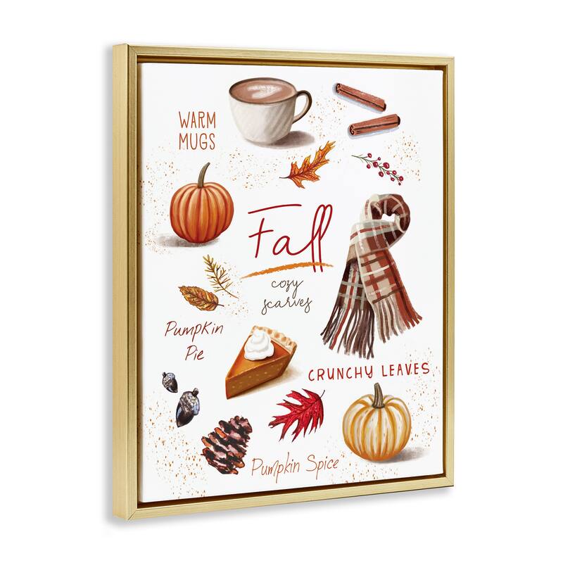 Stupell Favorite Autumn Things Framed Floater Canvas Wall Art Design By Elizabeth Tyndall