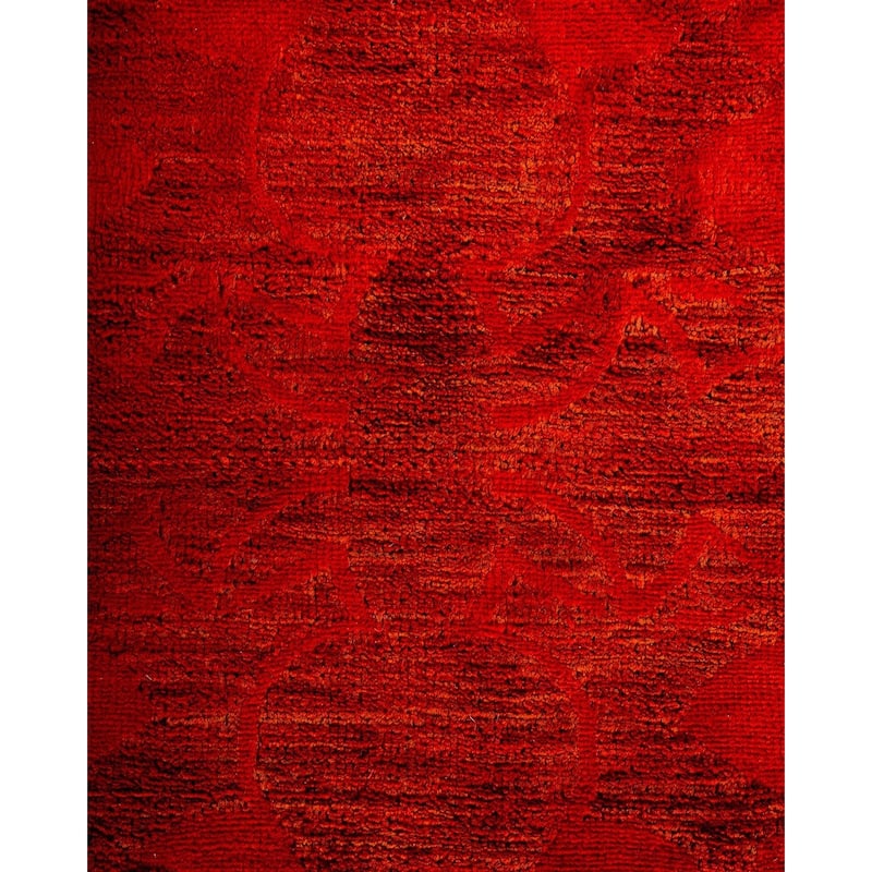 Overton Hand Knotted Wool Vintage Inspired Modern Contemporary Overdyed Orange Area Rug - 8' 1" x 10' 1"