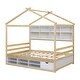 preview thumbnail 22 of 116, Bedroom House Bed with Roof Frame Bedside-shelves and Under Bed Storage Unit
