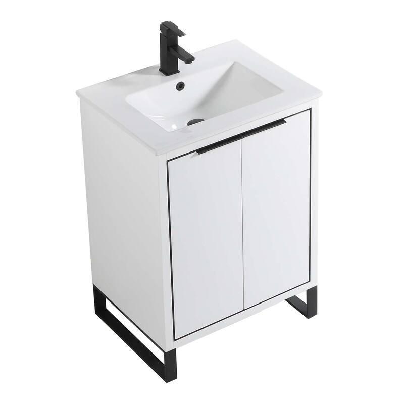 Fine Fixtures Opulence Collection Bathroom Vanity with White Ceramic Sink