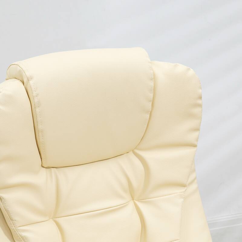 PU Leather 360° Swivel High Back Office Recliner with Vibration Massage, Lumbar Heating, and Adjustable Height