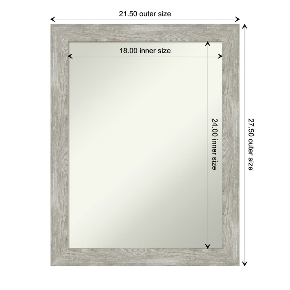 Non-Beveled Bathroom Wall Mirror - Dove Greywash Narrow Frame