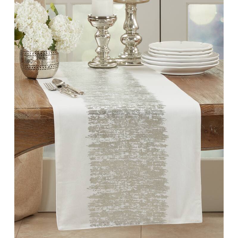 Banded Design Runner - Silver - 16"x108"