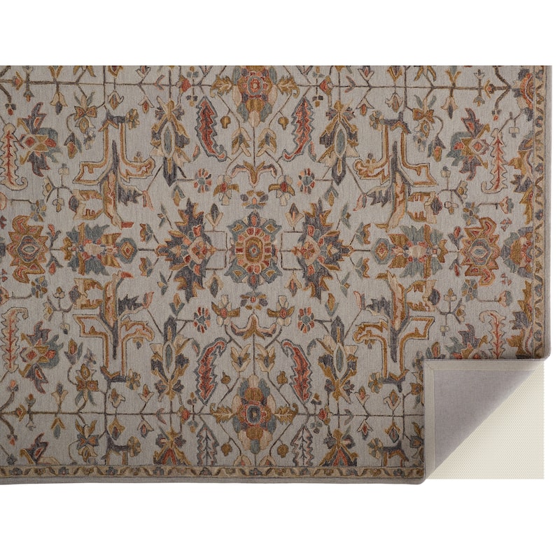 Faris Rustic Farmhouse Rug, Flora/Fauna, Gray/Golden, Accent Rug