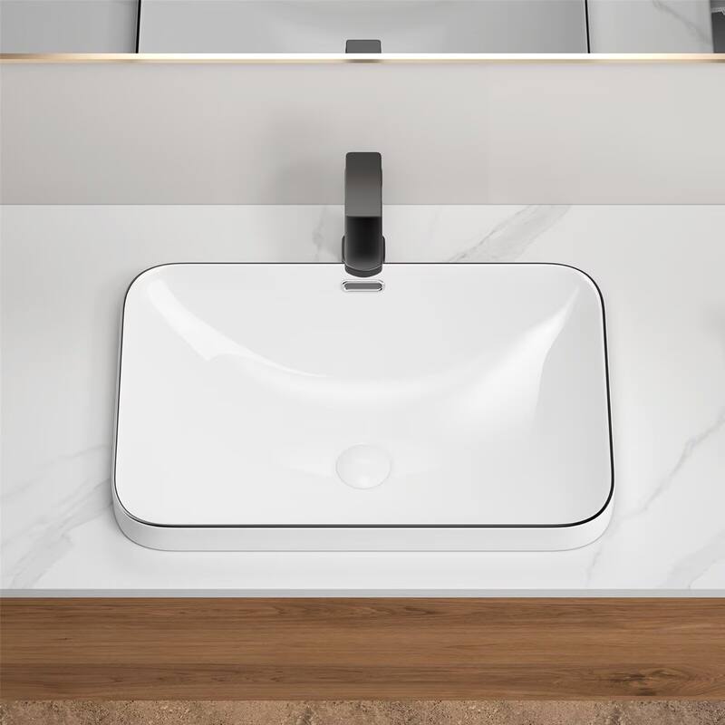 Ceramic Undermount Bathroom Sink White Porcelain Vessel Basin