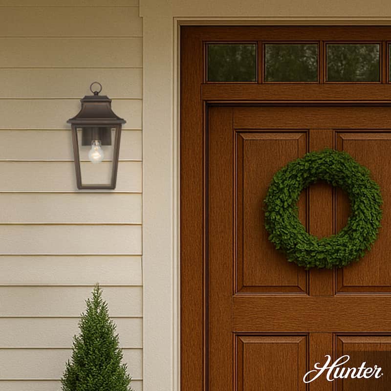 Hunter Spring Cove Outdoor Wall Light - Front Porch, Patio, Garage, Pergola - Traditional, Mission - Resists Corrosion! - 15" - Matte Bronze