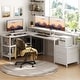 preview thumbnail 3 of 65, Reversible L Shaped Computer Desk with File Drawer & Monitor Stand & Power Outlet & LED Strip, Home Office Desk Corner Desk