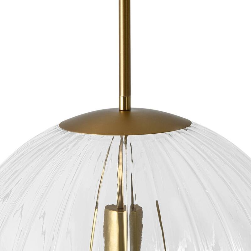 Modern Chic 1-Light Dimmable Striped Glass Sphere Pendant - 15.0 in