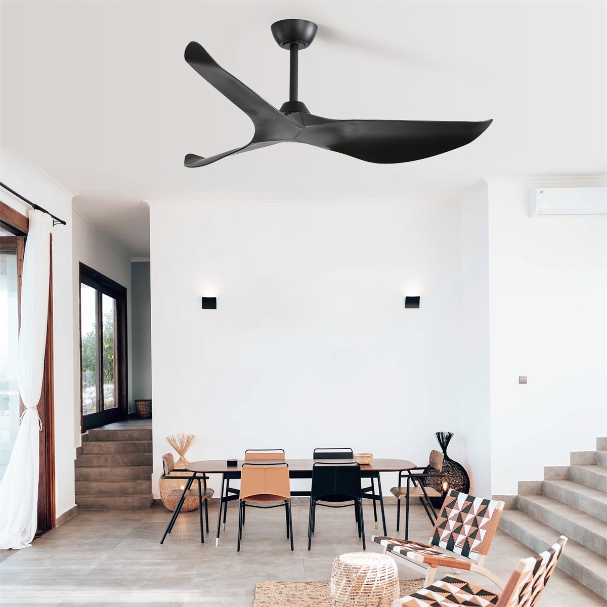 38" and 52" Modern Ceiling Fan without Lights, Remote Control and Reversible Motor for Bedroom