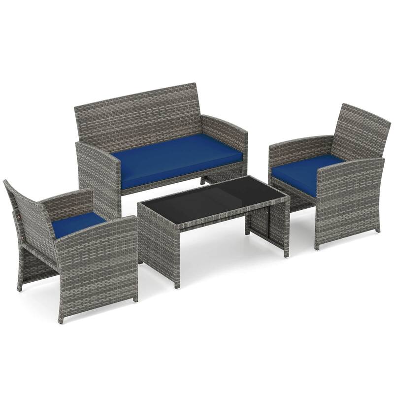 Costway 8 PCS Patio Conversation Set with Seat Cushions & Tempered - See Details