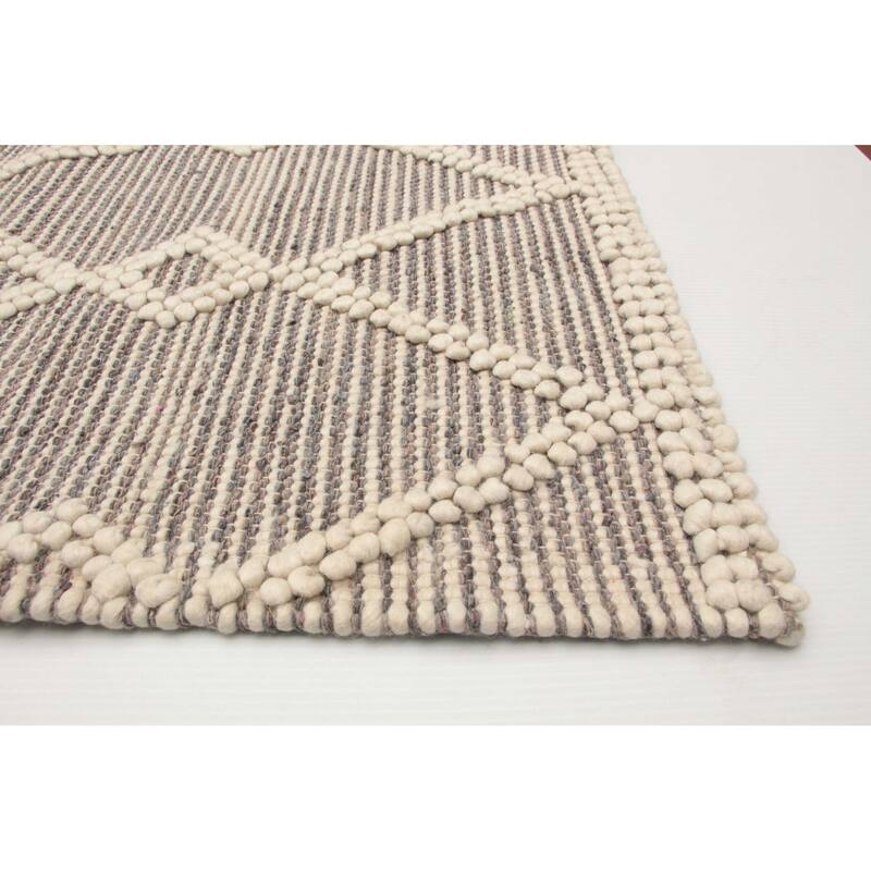 ECARPETGALLERY Braid weave Sienna Grey Wool Rug - 6'1 x 8'10