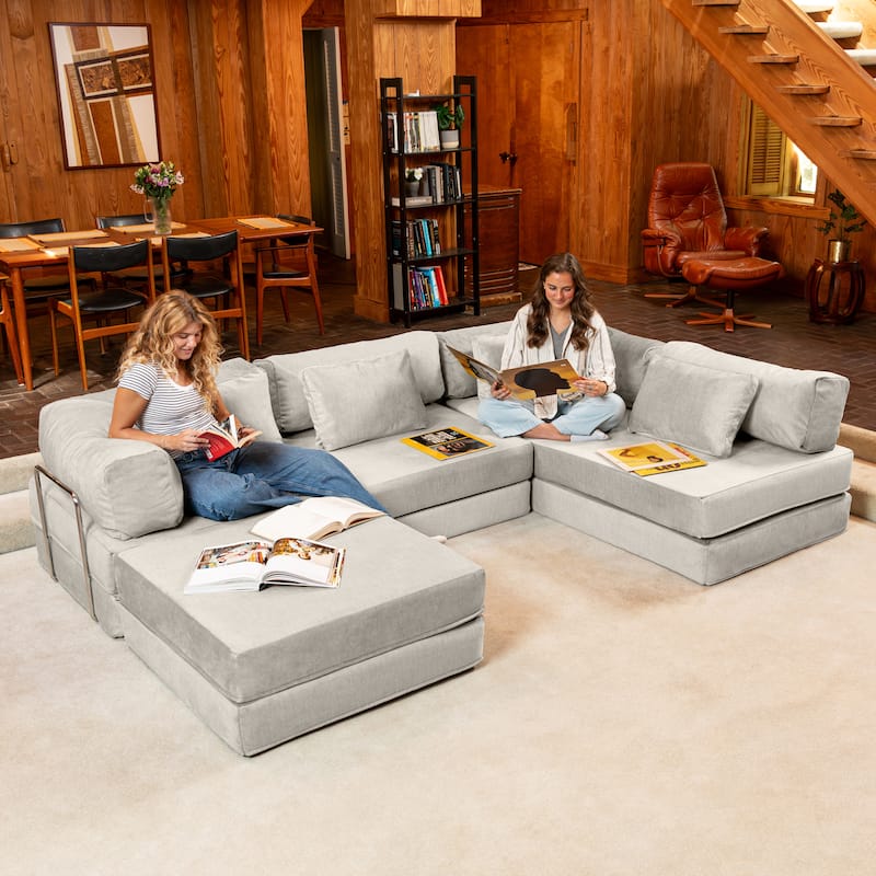 Jaxx Unsofa Modular Convertible Sectional Sofa with Fold Out King Sleeper Bed