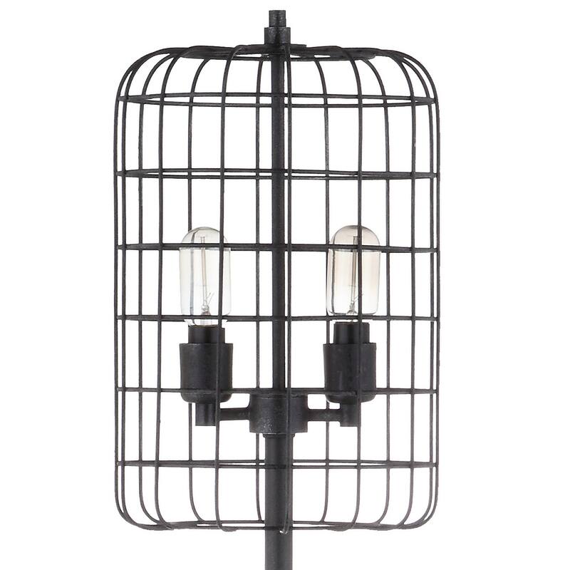 Jaxon 65" Industrial Metal Floor Lamp, Black/Silver by JONATHAN Y - 65" H x 11" W x 11" D