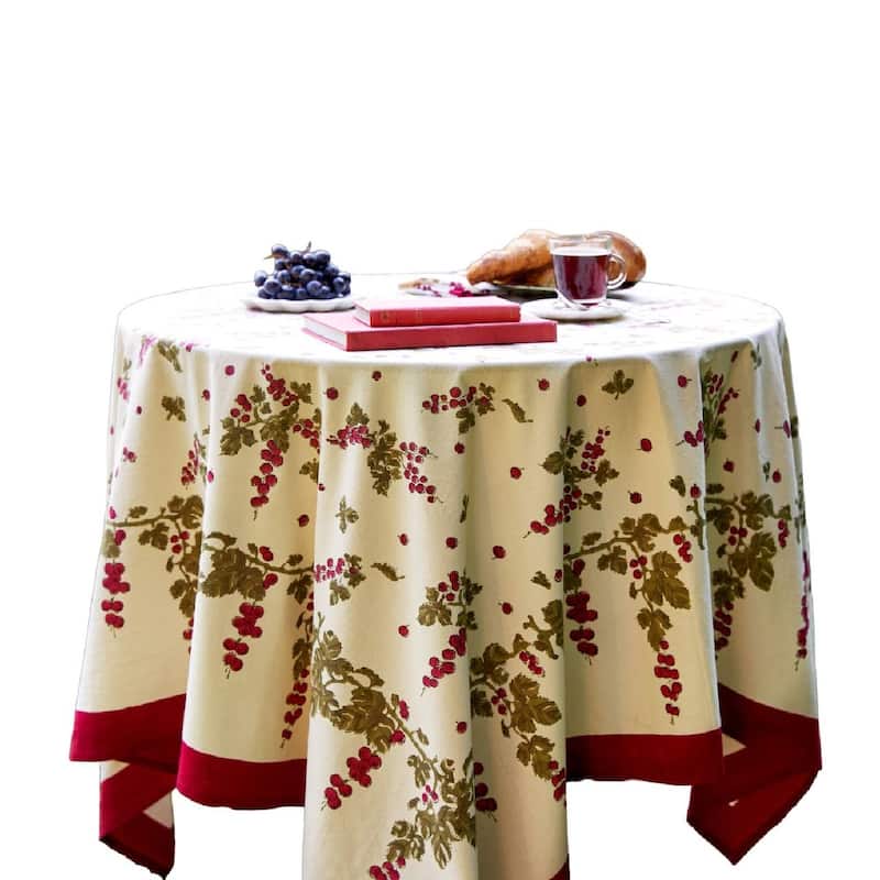 Gooseberry Square Red/ Green Cotton Tablecloth - Square - 59-inches by 59-inches