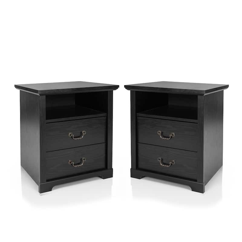 247 Shop At Home Marie 2-Drawer Set of 2 Nightstands with Open Storage Shelf