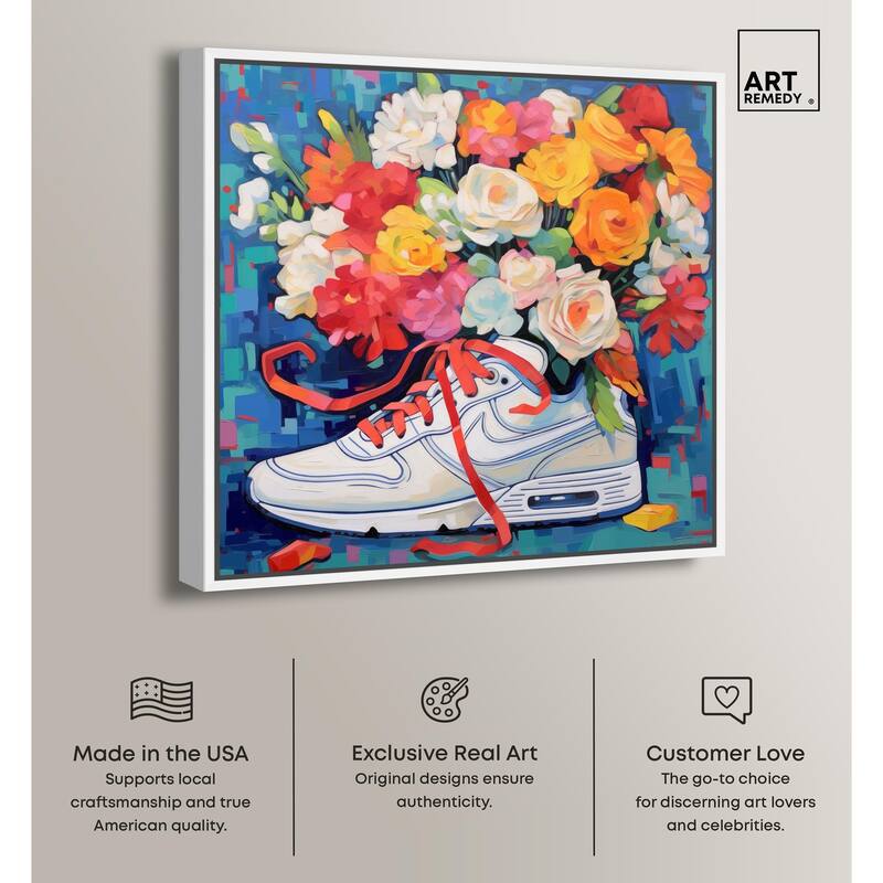 Whimsical Sneaker with Flowers Canvas by Art Remedy