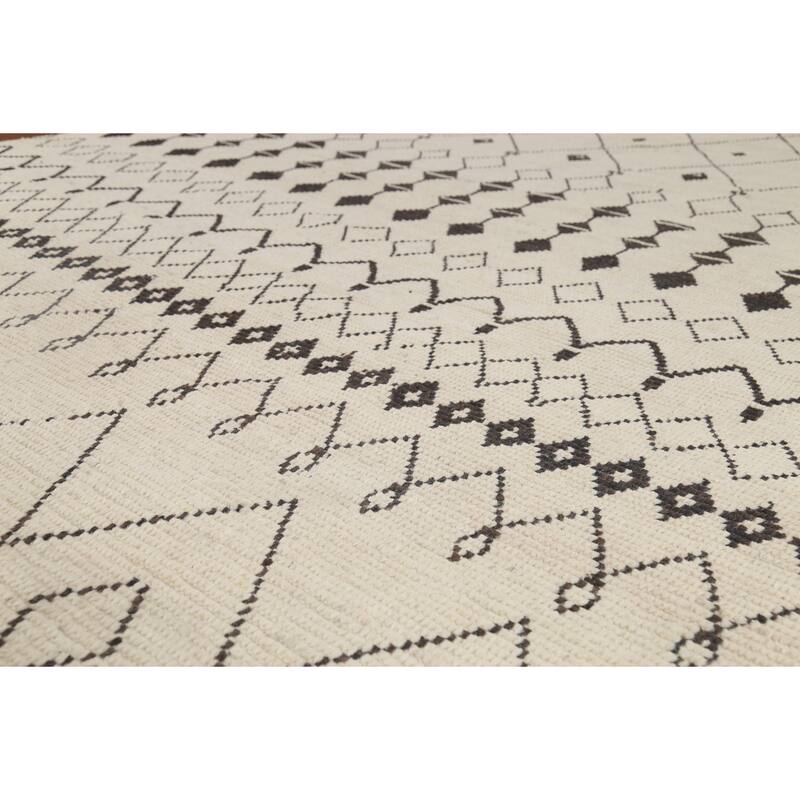 Trellis Moroccan Area Rug Hand-Knotted Wool Carpet - 7'11"x 10'9"