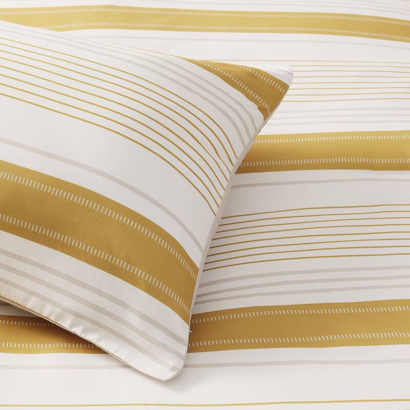 Year-Round Printed Stripe Microfiber Comforter Set