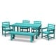 preview thumbnail 6 of 94, 6-Piece HDPE Outdoor Dining Table Sets with Umbrella Hole - 1-Table 4-Chairs-1-Bench Tiffany Blue