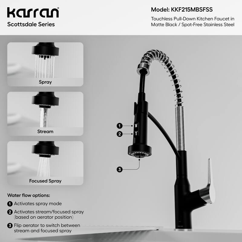Karran Scottsdale Single-Handle Pull-Down Sprayer Touchless Kitchen Faucet