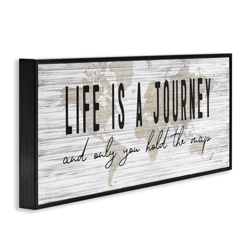 Stupell Life Is a Journey Rustic World Map Framed Wall Art, Design by Cindy Jacobs - Grey