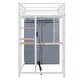 preview thumbnail 14 of 38, Metal & Wood Twin Size Loft Metal Bed with Desk,Power Outlet,LED and Wardrobe
