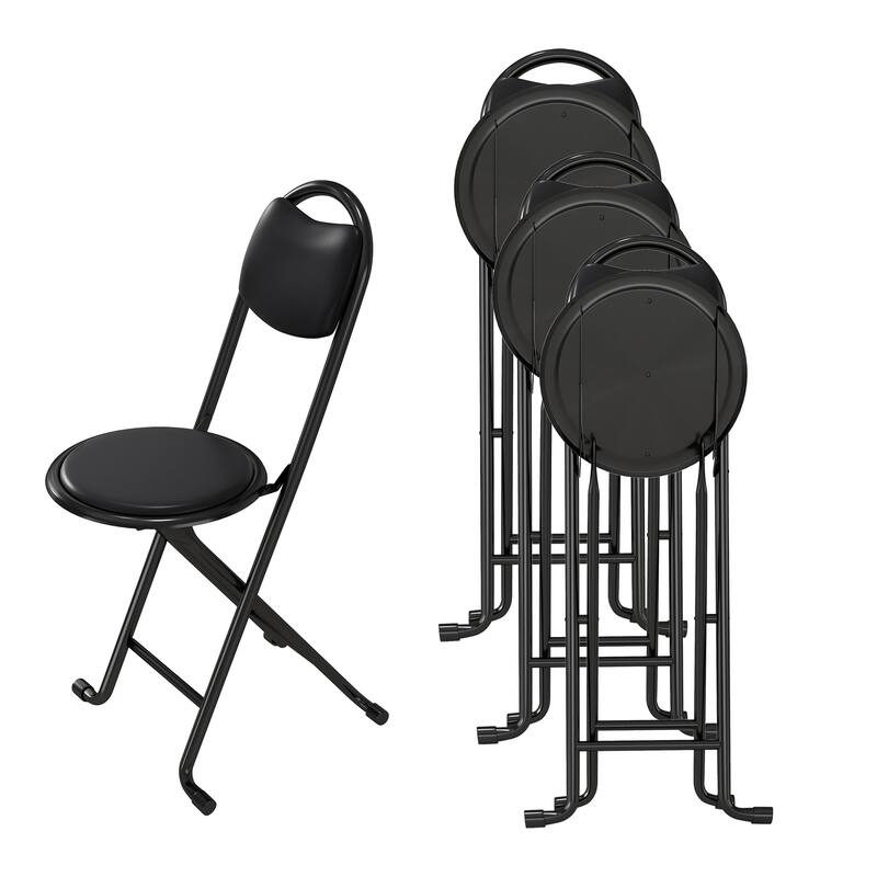 2/4pcsFolding Stool with Back, Cushioned Padded Folding Stool, Portable Folding Chairs
