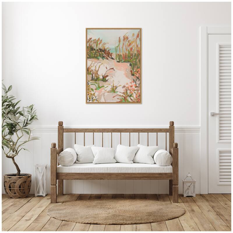 Kate and Laurel Sunrise Seascape by Annie Quigley Framed Canvas Wall Art Print