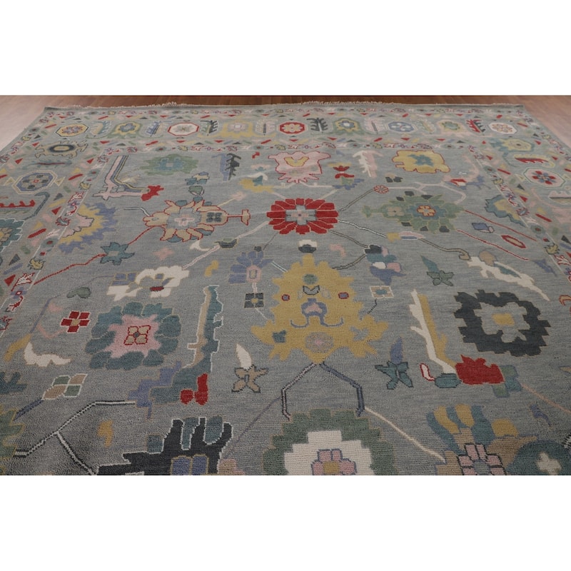 Floral Oushak Oriental Large Area Rug Handmade Wool Carpet - 12'2"x 14'9"