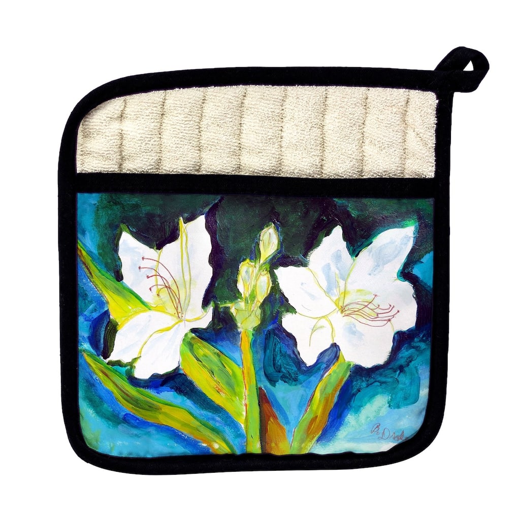 White Lilies Pot Holder - 9x9