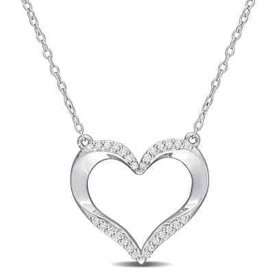 Miadora Sterling Silver 1/6ct TDW Diamond Open Heart Necklace - 16.6 mm x 17 inch x 18.4 mm - 16.6 mm x 17 inch x 18.4 mm