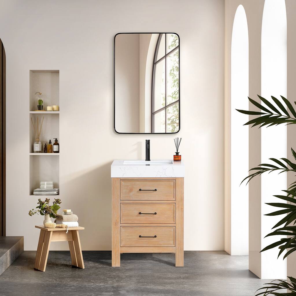 Leon 24 in. Single Bathroom Vanity with Composite Stone Top