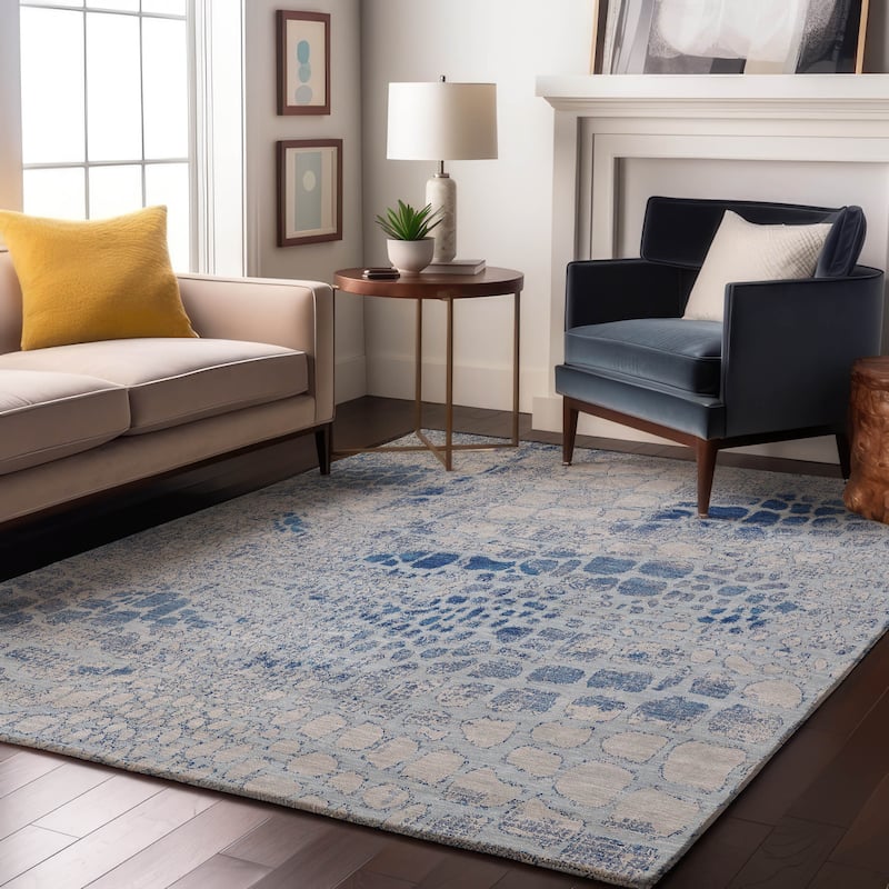 Premium Washable Super Soft Modern Cobblestone Mayfield Rug - Sky - 9' x 12'
