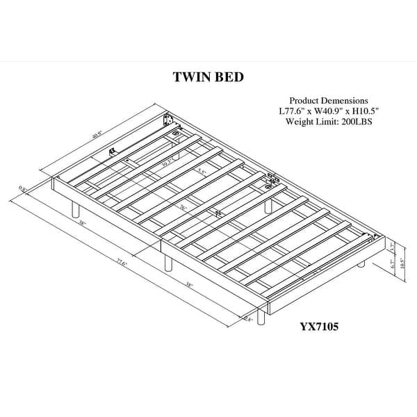 Floating Platform Bed Frame/ No Box Spring Needed, White Washed
