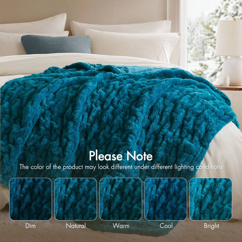 Madison Park Ruched Fur Throw
