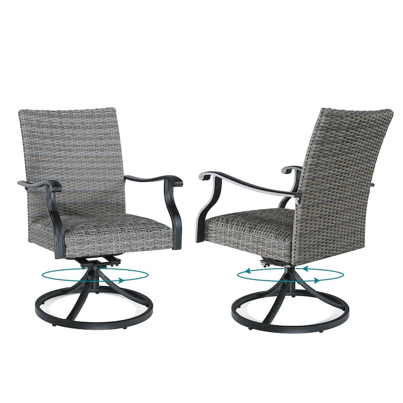 Patio Aluminum Round 59.5" Dining Table Set With Removable Lazy Susan