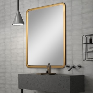 MacLuu Rectangular with Curved Edge Metal Frame Vanity Mirror - Bed ...