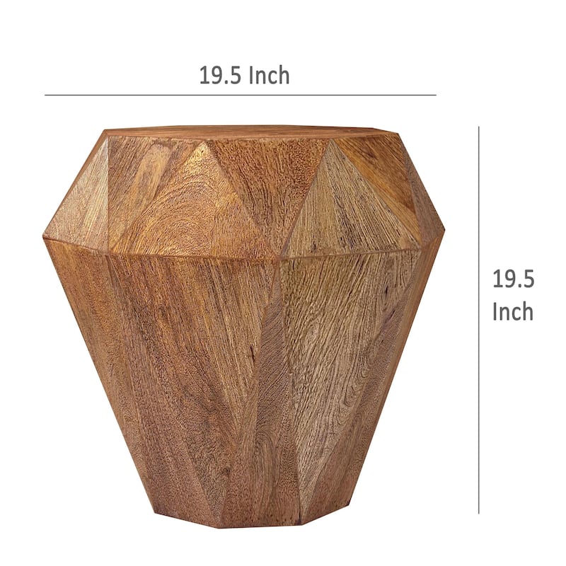 Cinti Accent Side Table, Gemstone Shape, Natural Brown Mango Wood